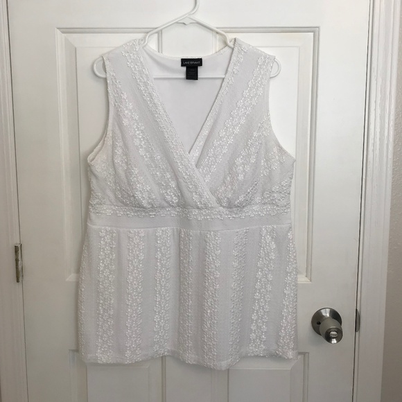 Lane Bryant Stretch Babydoll Crochet Embroidery Lined Tank Top Size 18/20 White - Picture 1 of 6